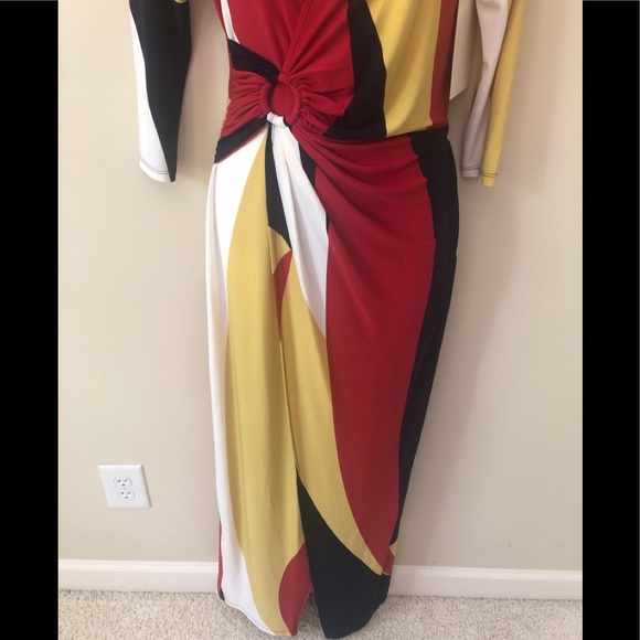 Boston Proper Colorblock Faux Wrap Maxi Dress Sz 4 - Picture 3 of 12